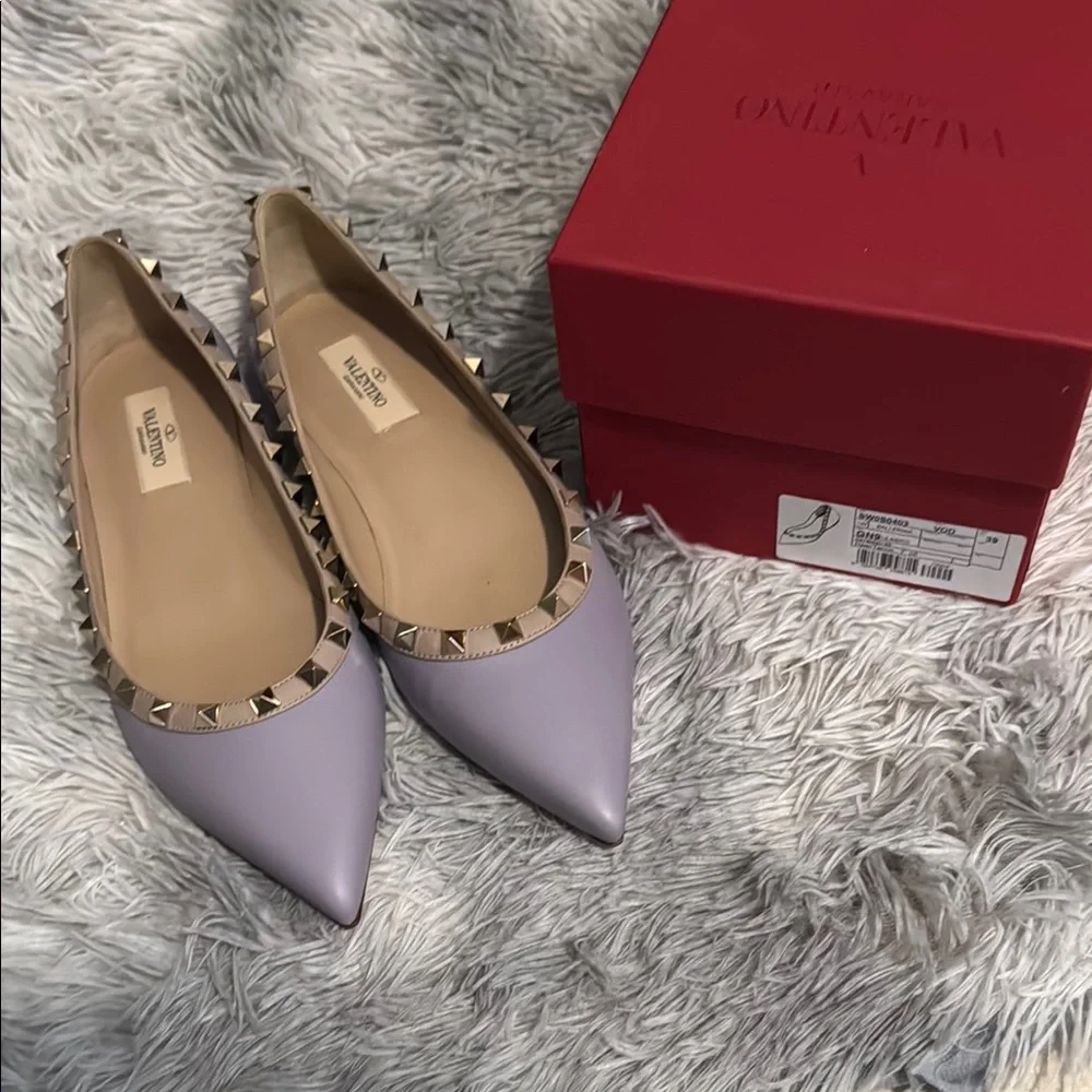 Valentino Lilac Studded Flats size 8 authentic - Picture 10 of 12